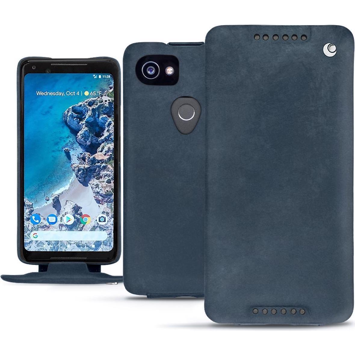 Noreve Lederschutzhülle vertikal (Google Pixel 2 XL), Smartphone Hülle, Blau