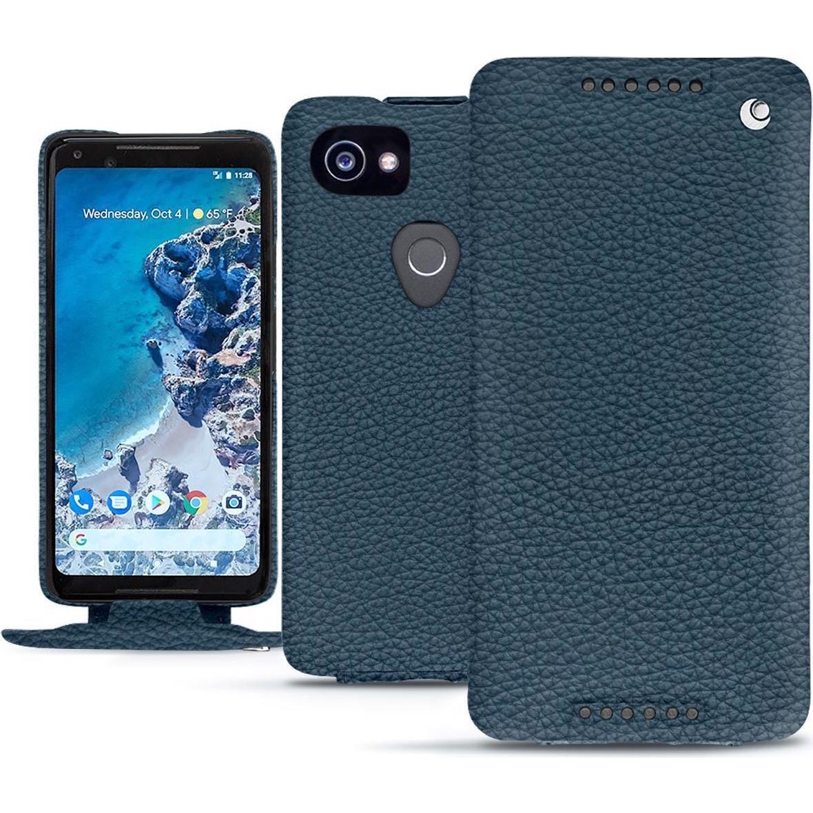 Noreve Lederschutzhülle vertikal (Google Pixel 2 XL), Smartphone Hülle, Blau