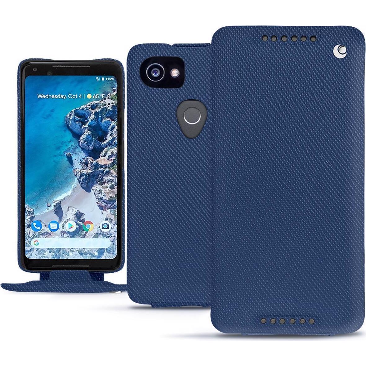 Noreve Lederschutzhülle vertikal (Google Pixel 2 XL), Smartphone Hülle, Blau