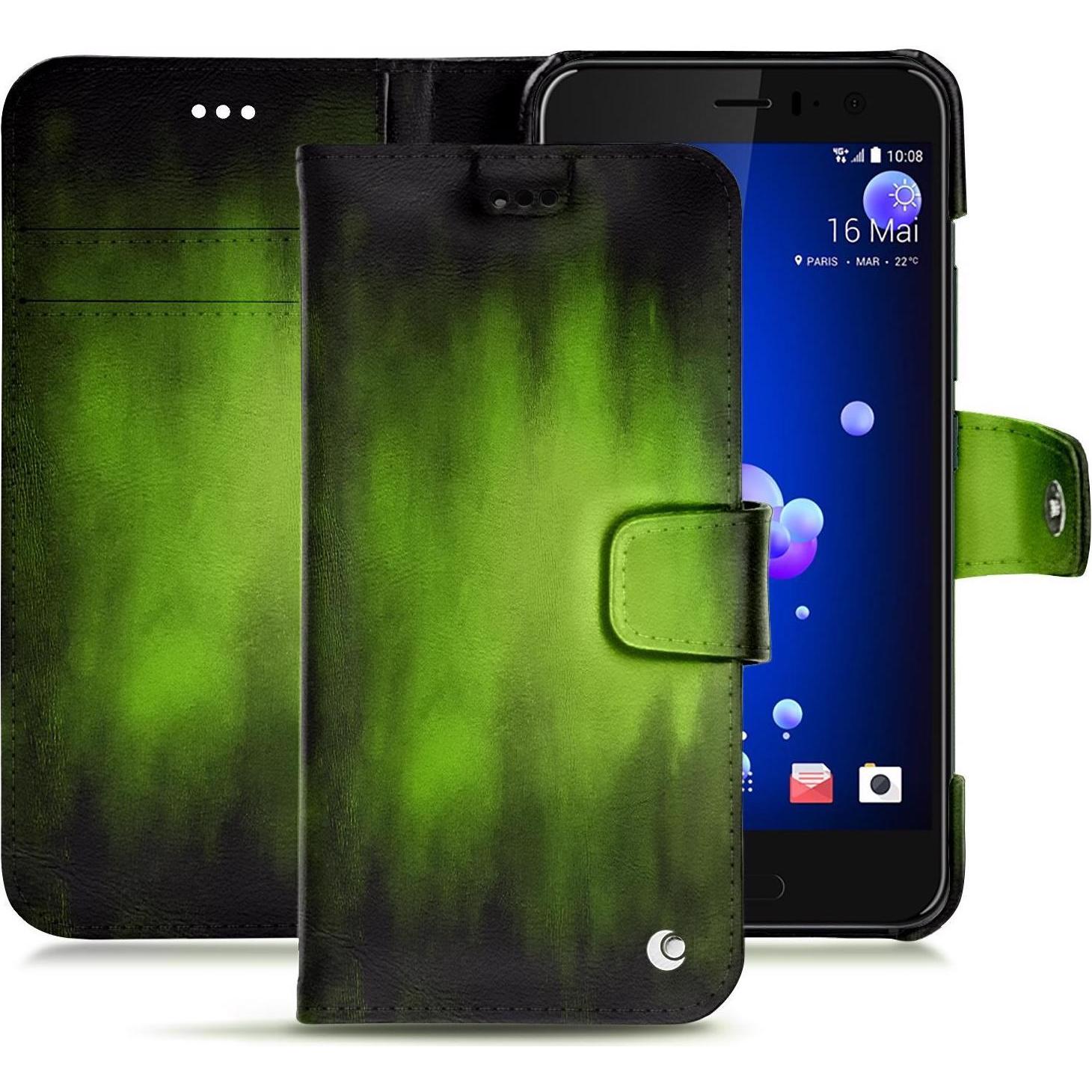 Noreve Lederschutzhülle Wallet (HTC U11), Smartphone Hülle, Grün