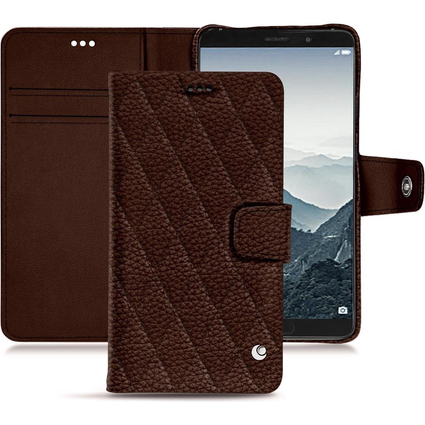 Noreve Lederschutzhülle Wallet (Huawei Mate 10), Smartphone Hülle, Braun