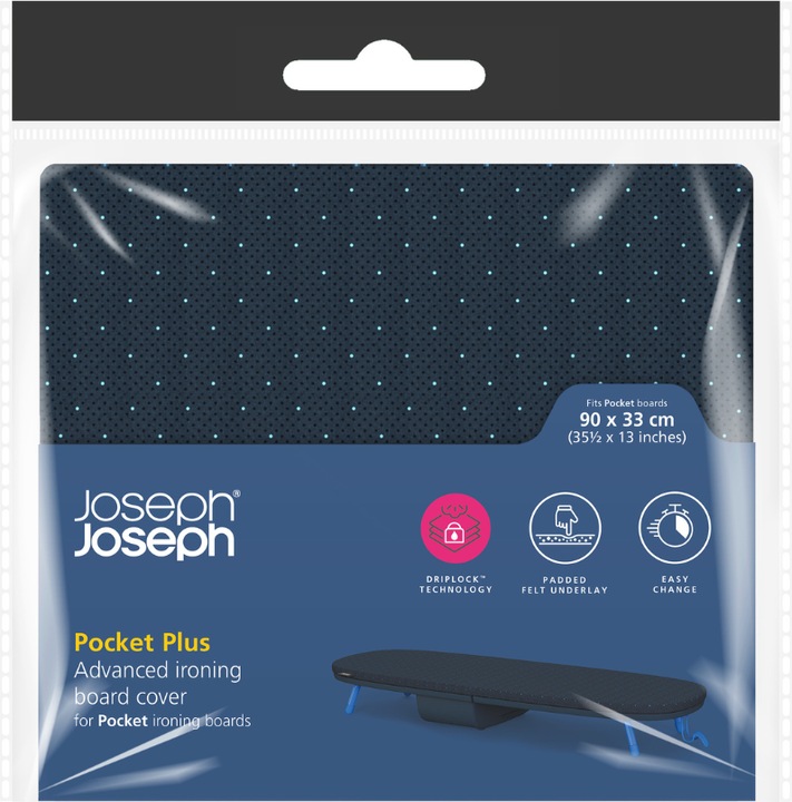 Produktbild Joseph Joseph Pocket Plus Bügelbrettbezug 90x33cm, schwarz/blau