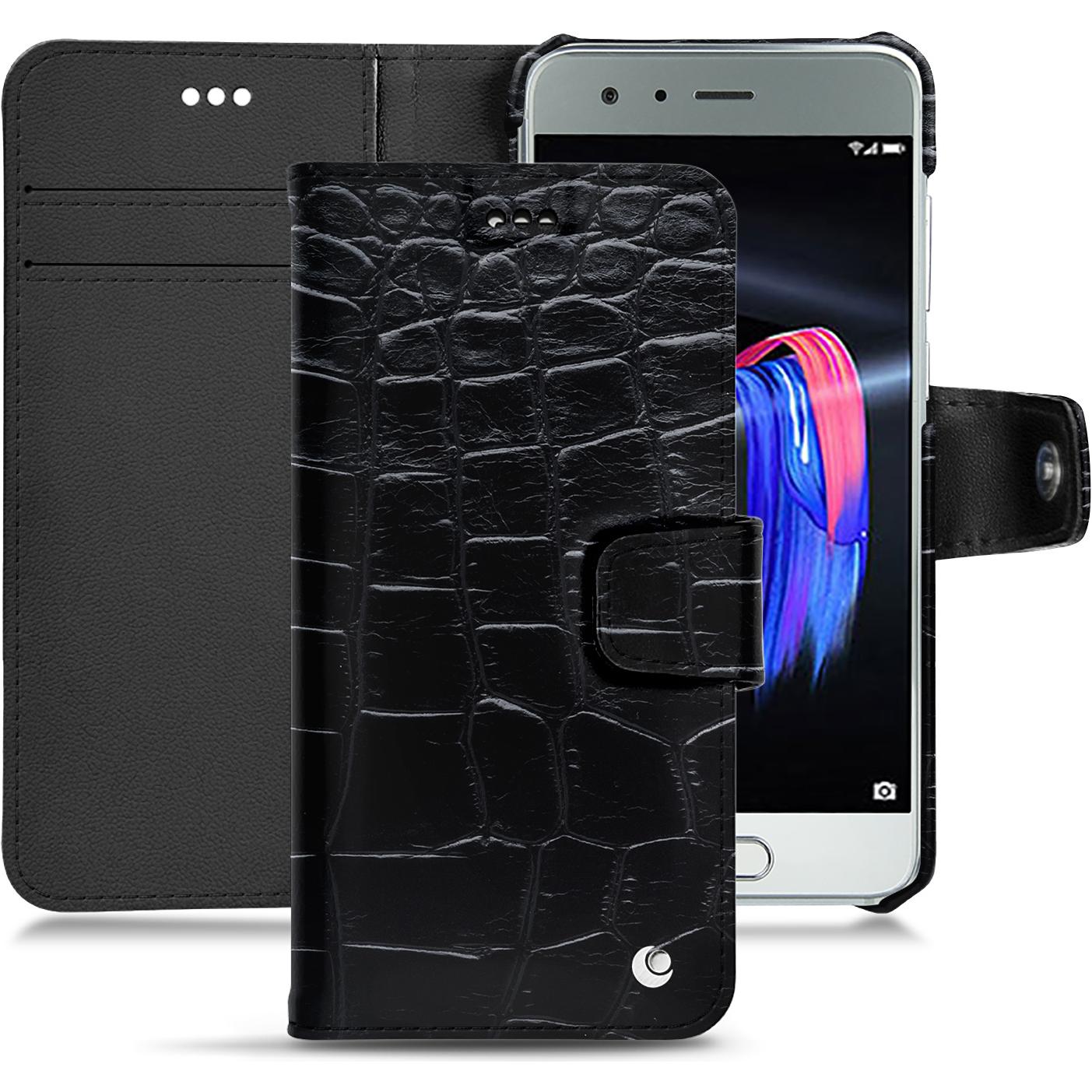 Noreve Lederschutzhülle Wallet (Honor 9), Smartphone Hülle, Schwarz