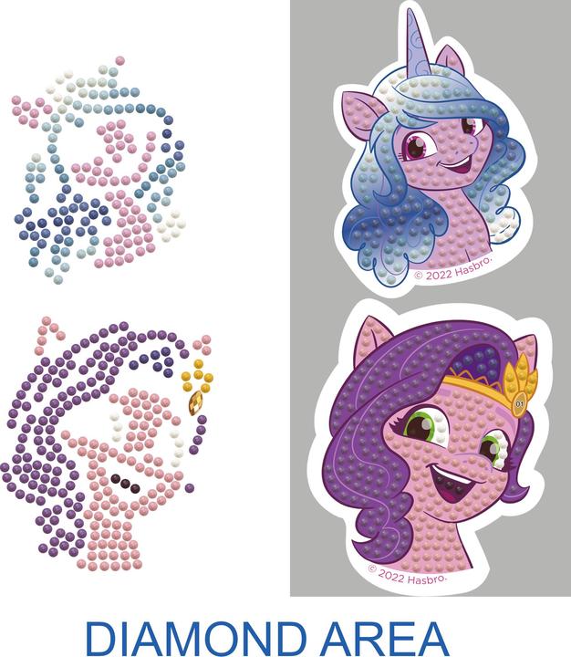 Produktbild Diamond Dotz DOTZIES® Original Diamond Painting Set My Little Pony mit 6 Motiven: 2 Bilder 15 x 15 cm, 2 Armbände