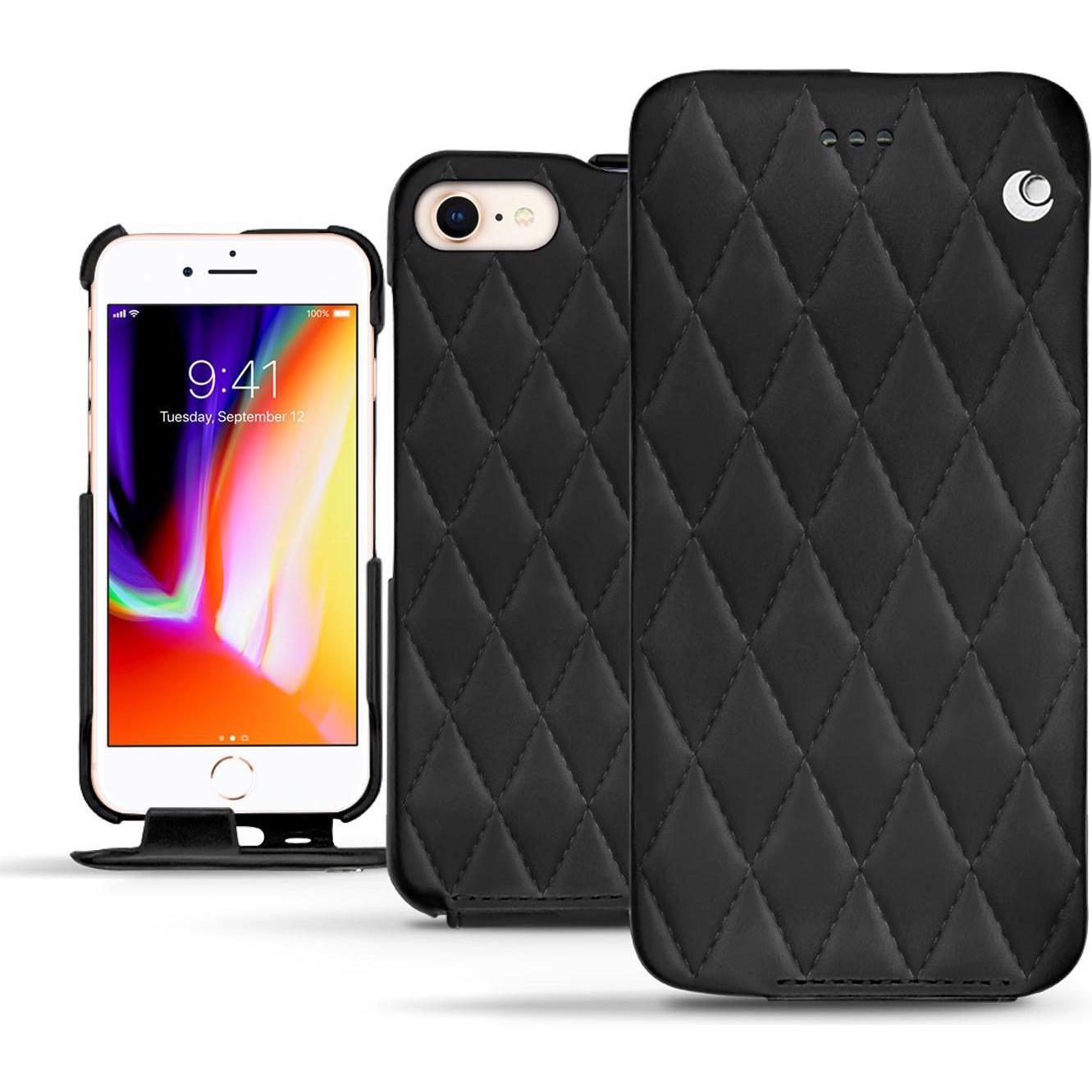 Noreve Lederschutzhülle vertikal (Apple iPhone 8), Smartphone Hülle, Schwarz