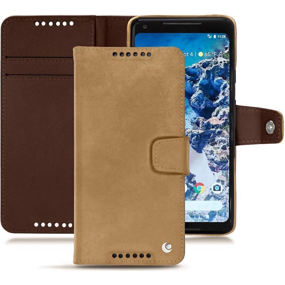 Noreve Lederschutzhülle Wallet (Google Pixel 2 XL), Smartphone Hülle, Braun