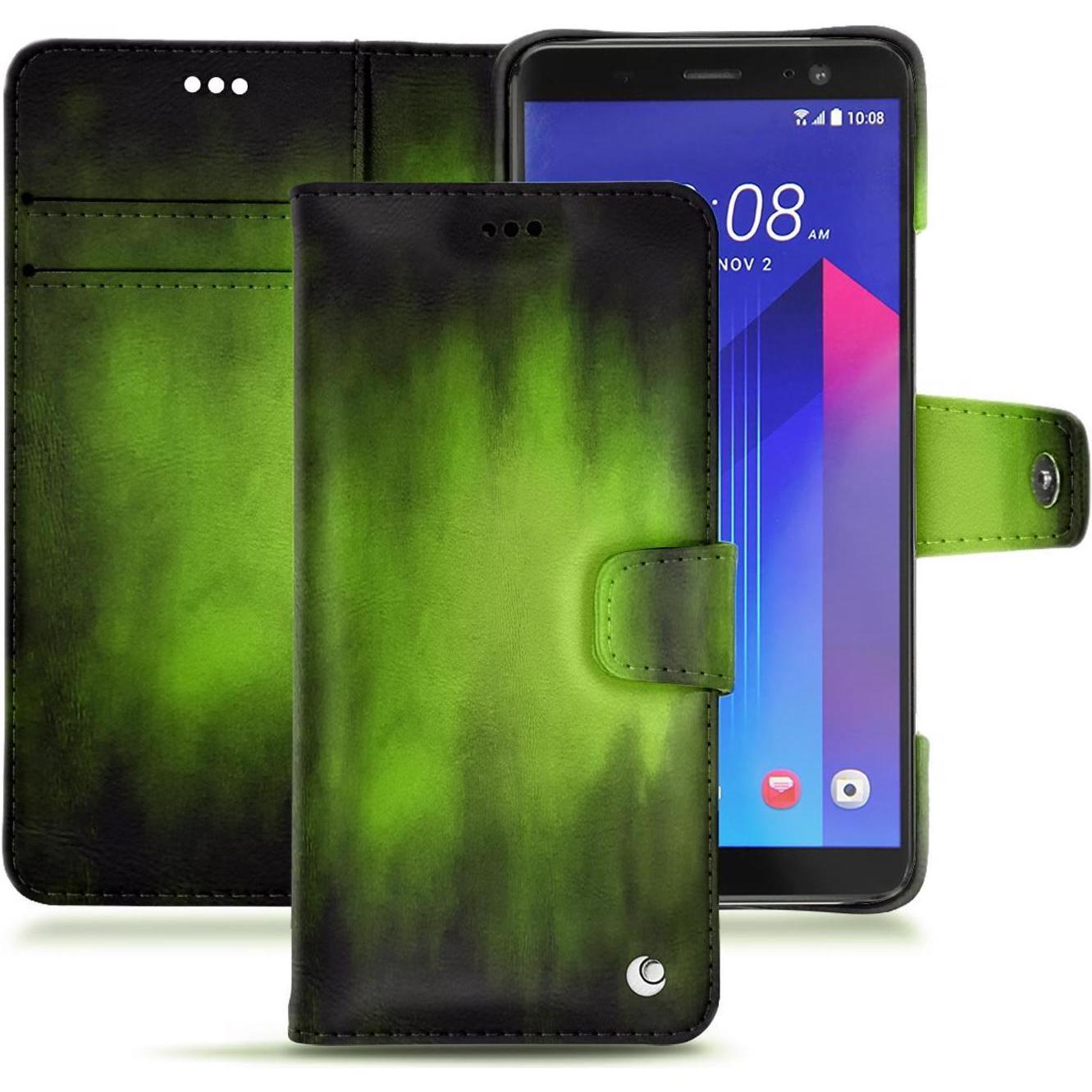 Noreve Lederschutzhülle Wallet (HTC U11+), Smartphone Hülle, Grün