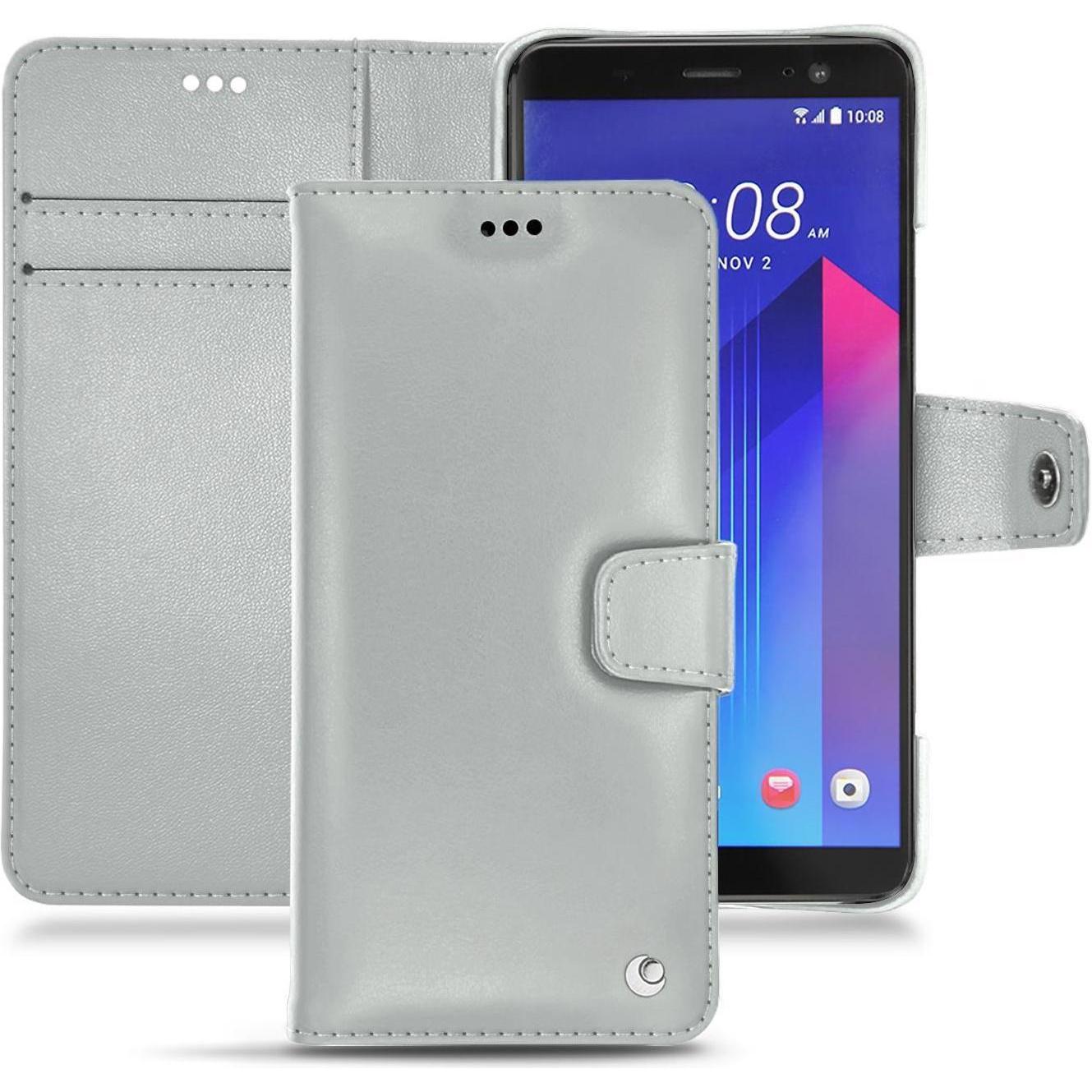 Noreve Lederschutzhülle Wallet (HTC U11+), Smartphone Hülle, Grau