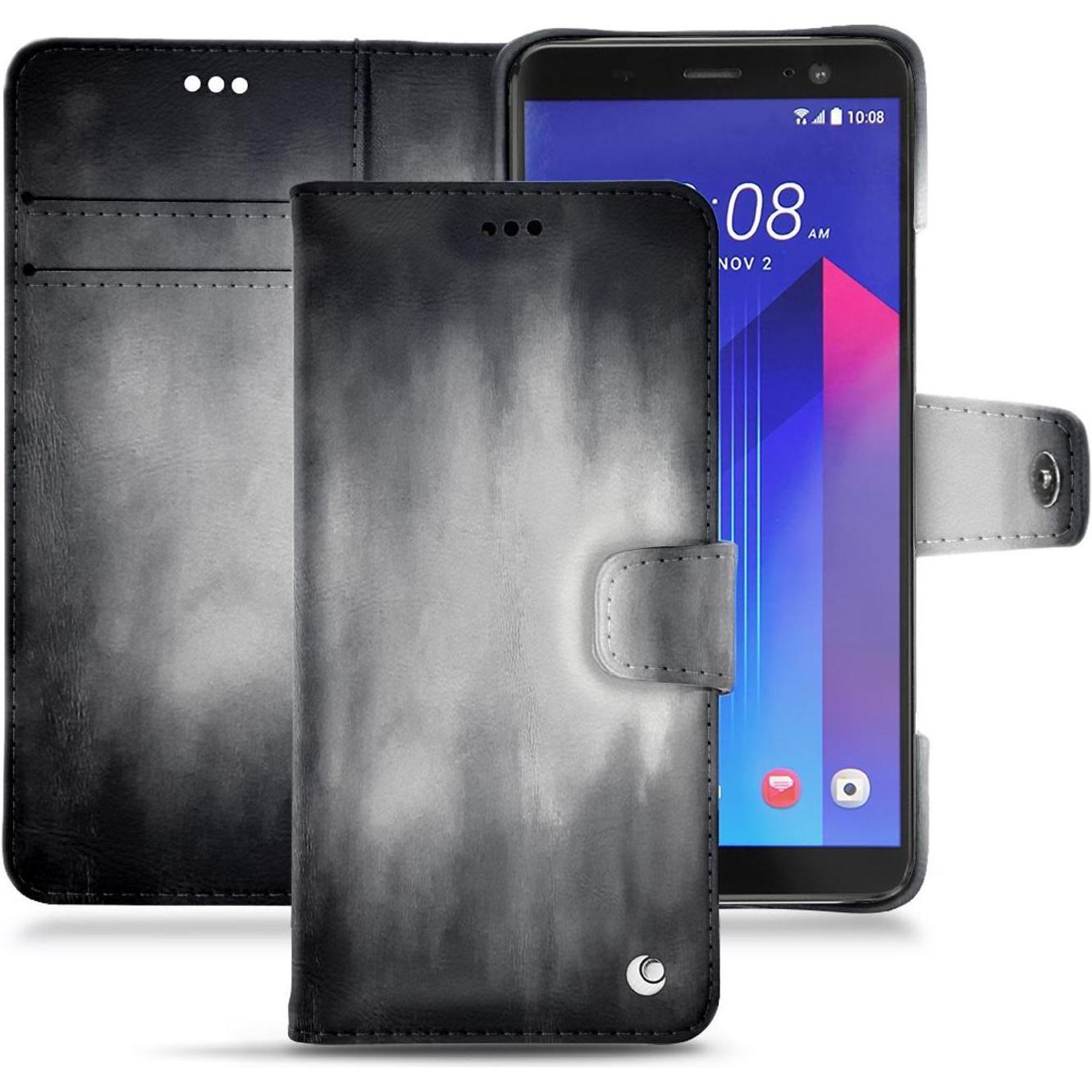 Noreve Lederschutzhülle Wallet (HTC U11+), Smartphone Hülle, Grau