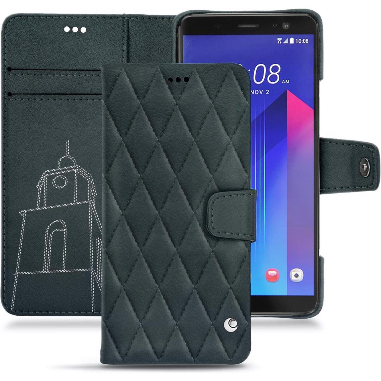 Noreve Lederschutzhülle Wallet (HTC U11+), Smartphone Hülle, Blau