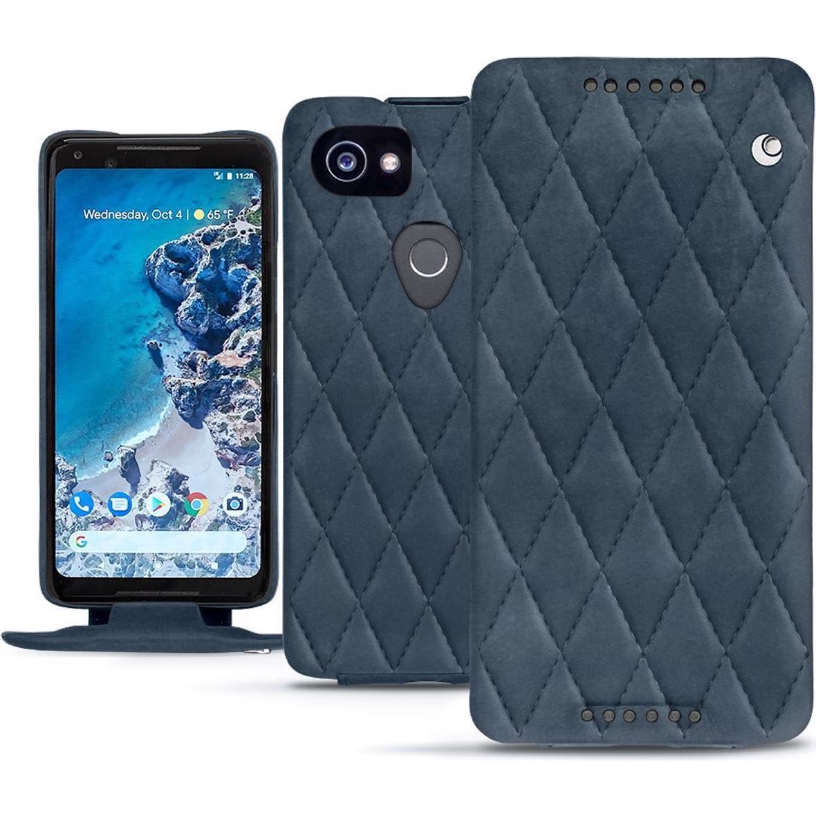 Noreve Lederschutzhülle vertikal (Google Pixel 2 XL), Smartphone Hülle, Blau