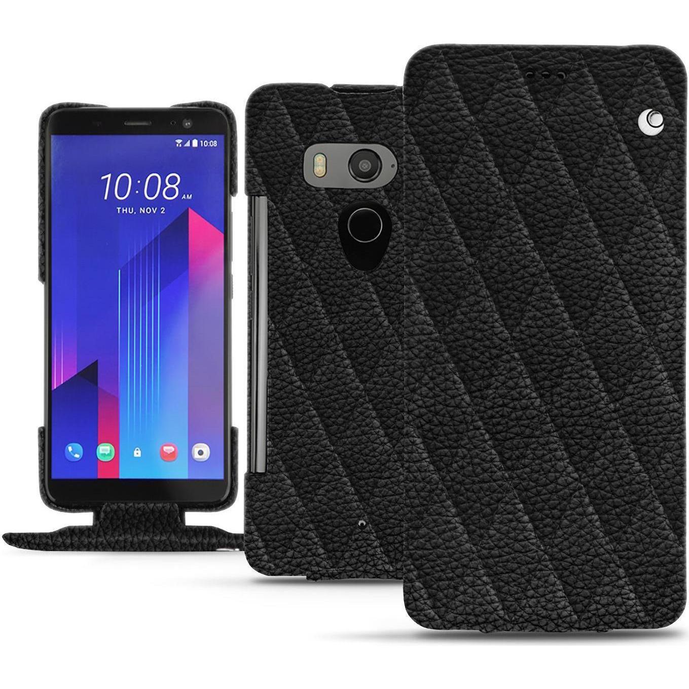 Thumbnail - Noreve Lederschutzhülle vertikal (HTC U11+), Smartphone Hülle, Schwarz