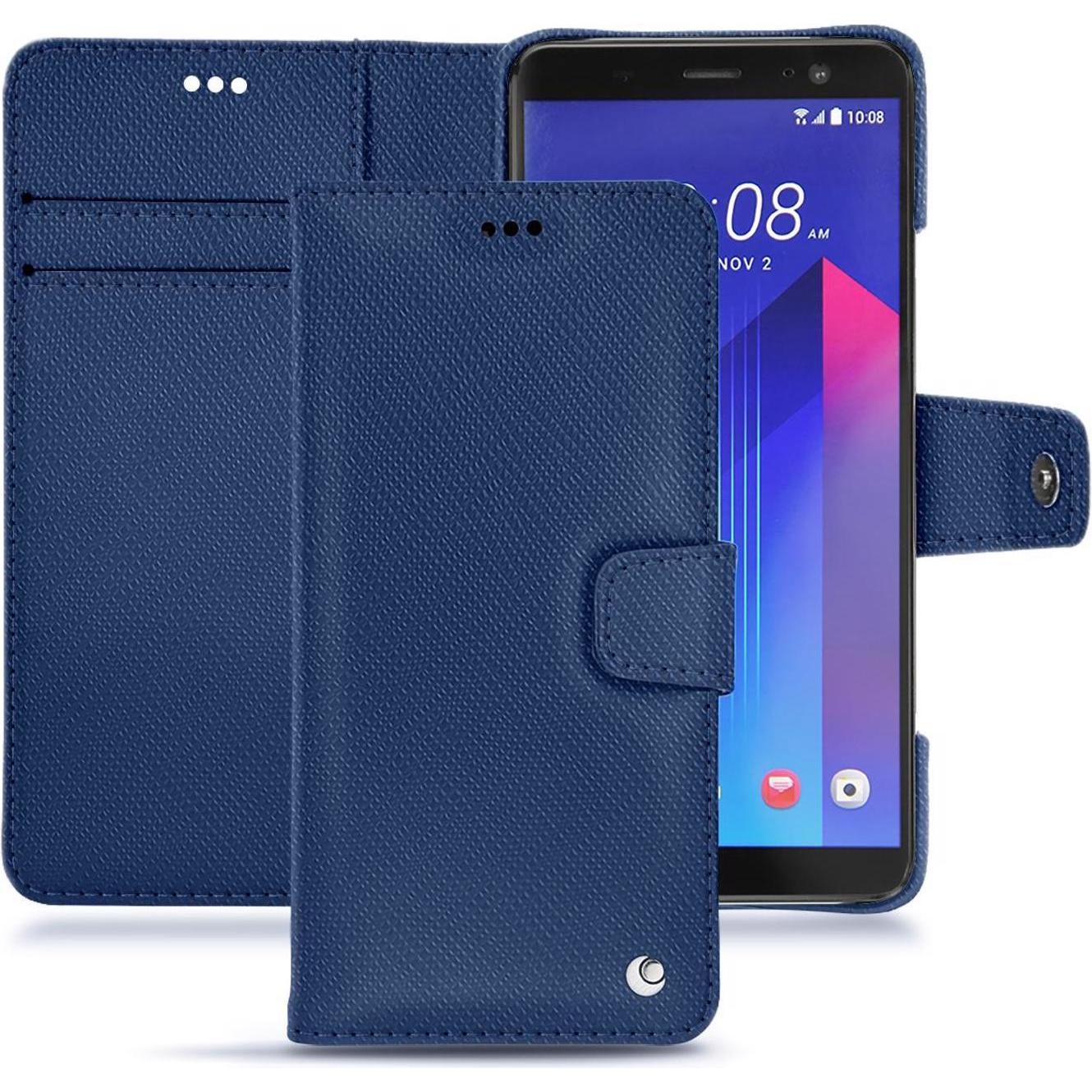 Noreve Lederschutzhülle Wallet (HTC U11+), Smartphone Hülle, Blau