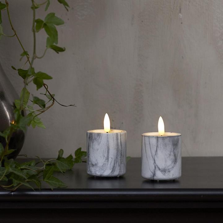 Produktbild Star Trading LED-Kerzen Set Flame Marble, 2 Stk. 5.5 cm x 9 cm, Grau (2x)