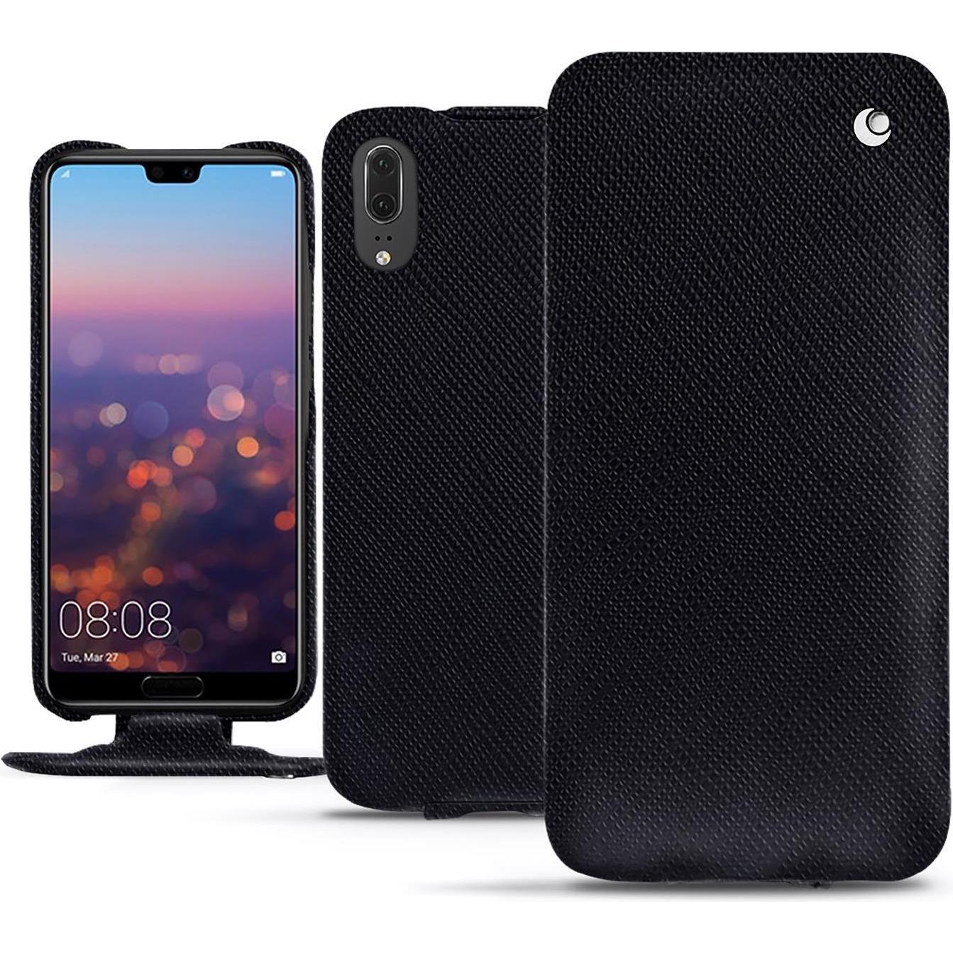 Noreve Lederschutzhülle vertikal (Huawei P20), Smartphone Hülle, Schwarz