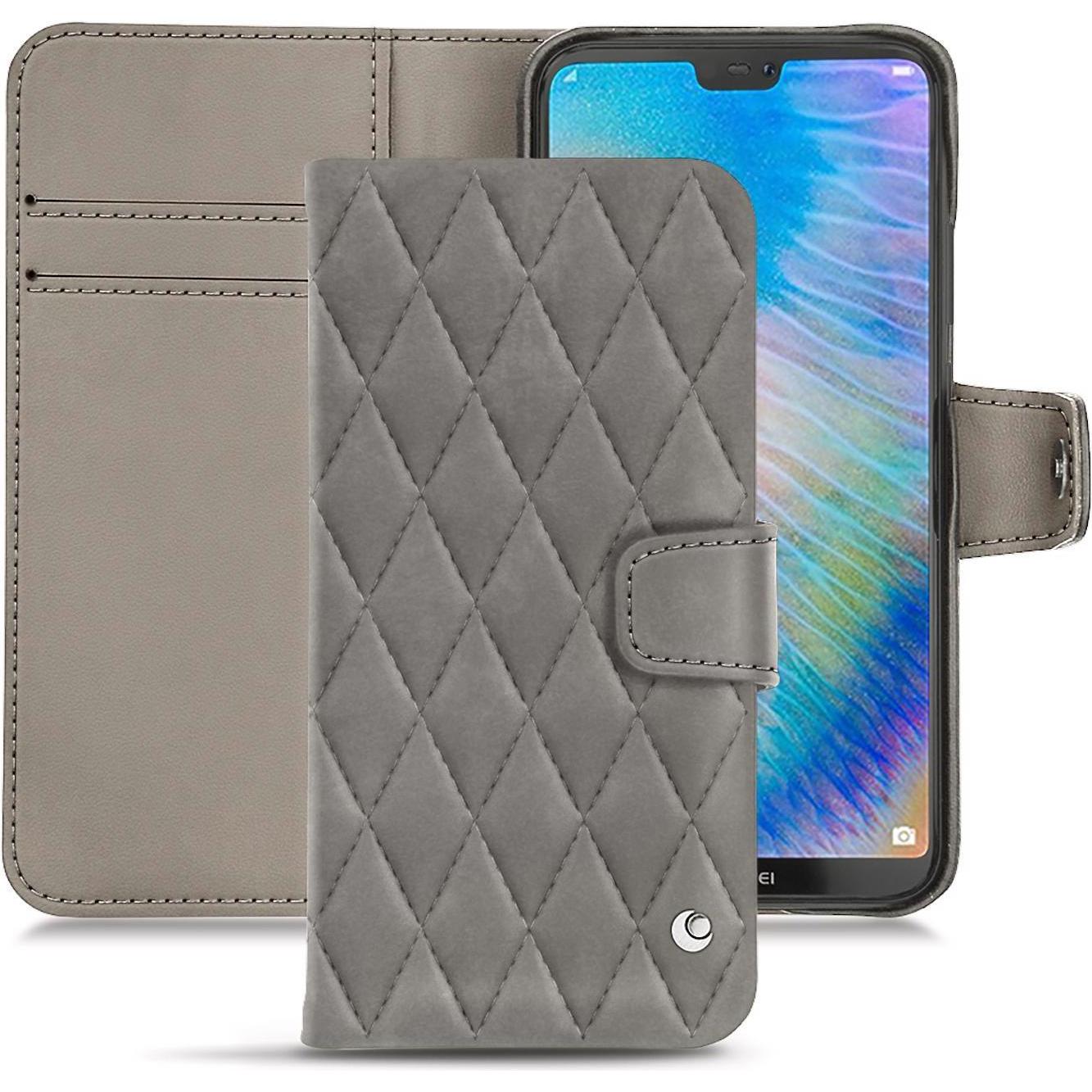 Noreve Lederschutzhülle Wallet (Huawei P20 Lite), Smartphone Hülle, Grau