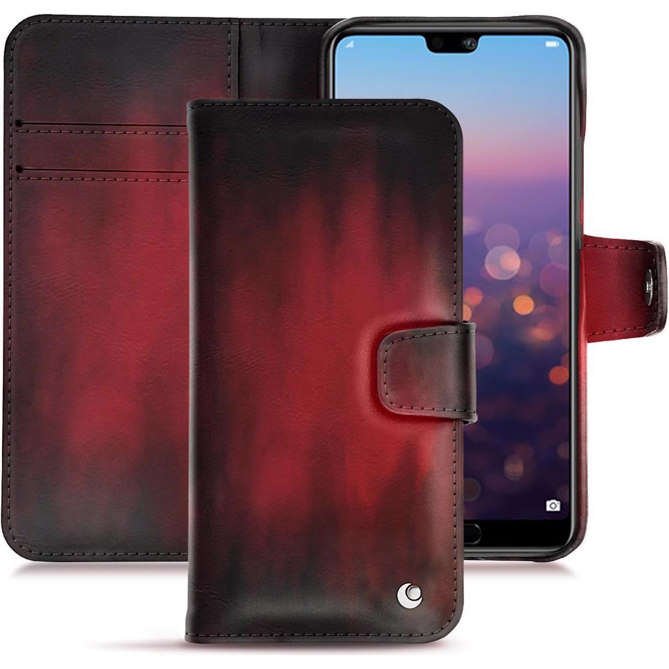 Noreve Lederschutzhülle Wallet (Huawei P20), Smartphone Hülle, Rot