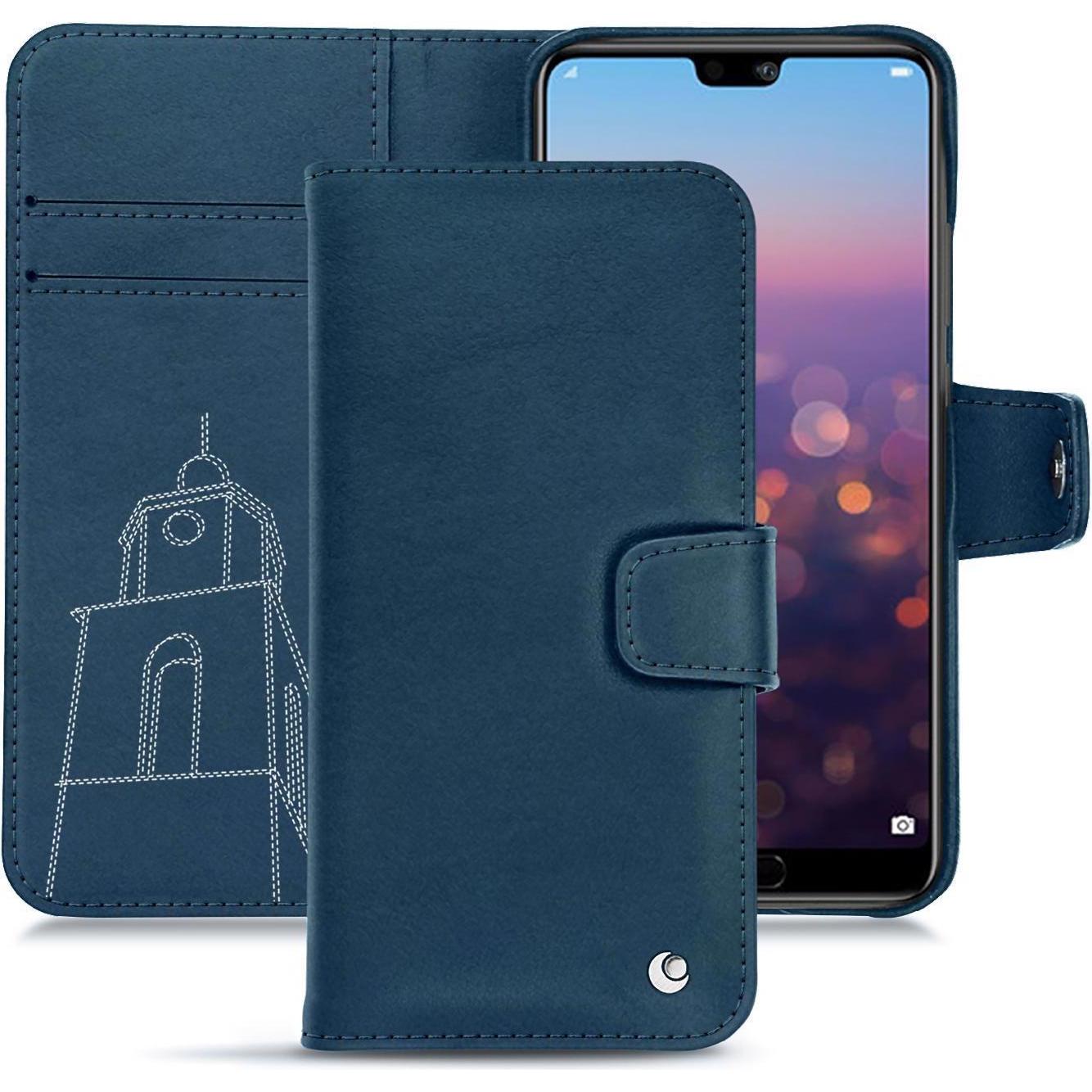 Noreve Lederschutzhülle Wallet (Huawei P20), Smartphone Hülle, Blau