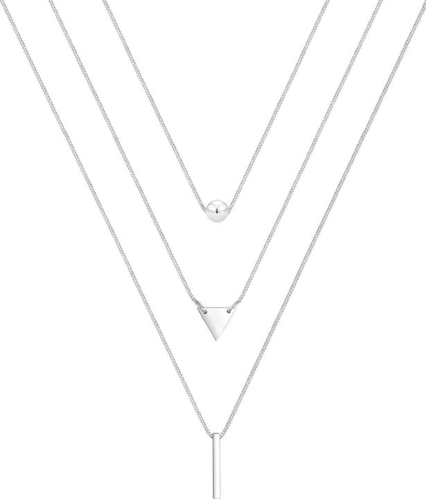 Image du produit Elli Collier Layer Boule Triangle Rectangle Géo 925 Argent (Argent sterling 925, 40 cm)