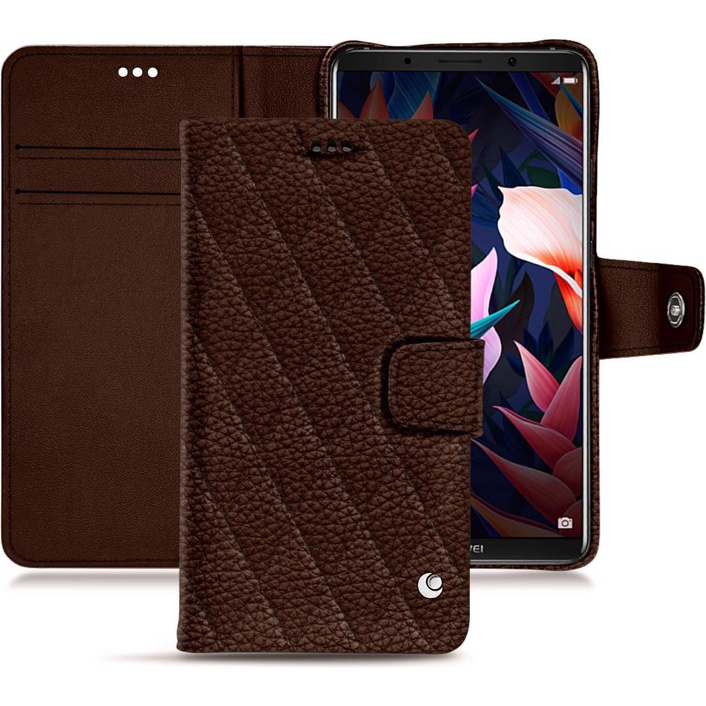 Noreve Lederschutzhülle Wallet (Huawei Mate 10 Pro), Smartphone Hülle, Braun
