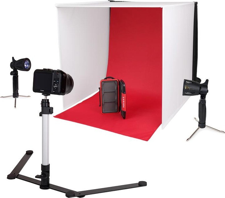 Produktbild Caruba tragbares Fotostudio 60x60x60cm mit Separaten Halogenlampen