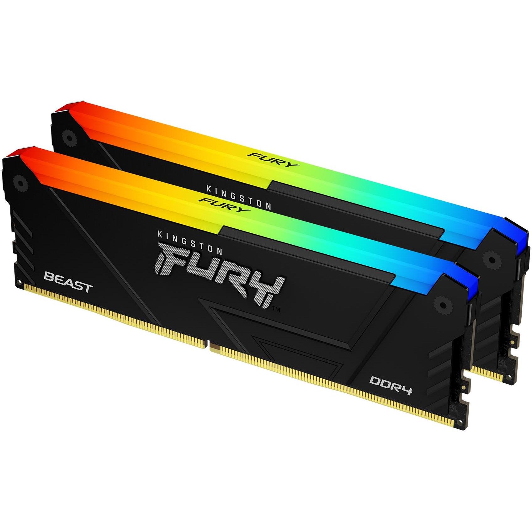 Kingston Fury Beast (2 x 16GB, 3200 MHz, DDR4-RAM, DIMM), Memoria RAM, Nero