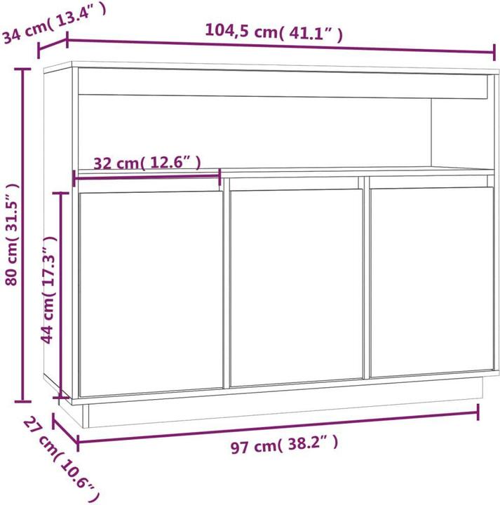 Produktbild vidaXL Sideboard (104.50 x 34 x 80 cm)