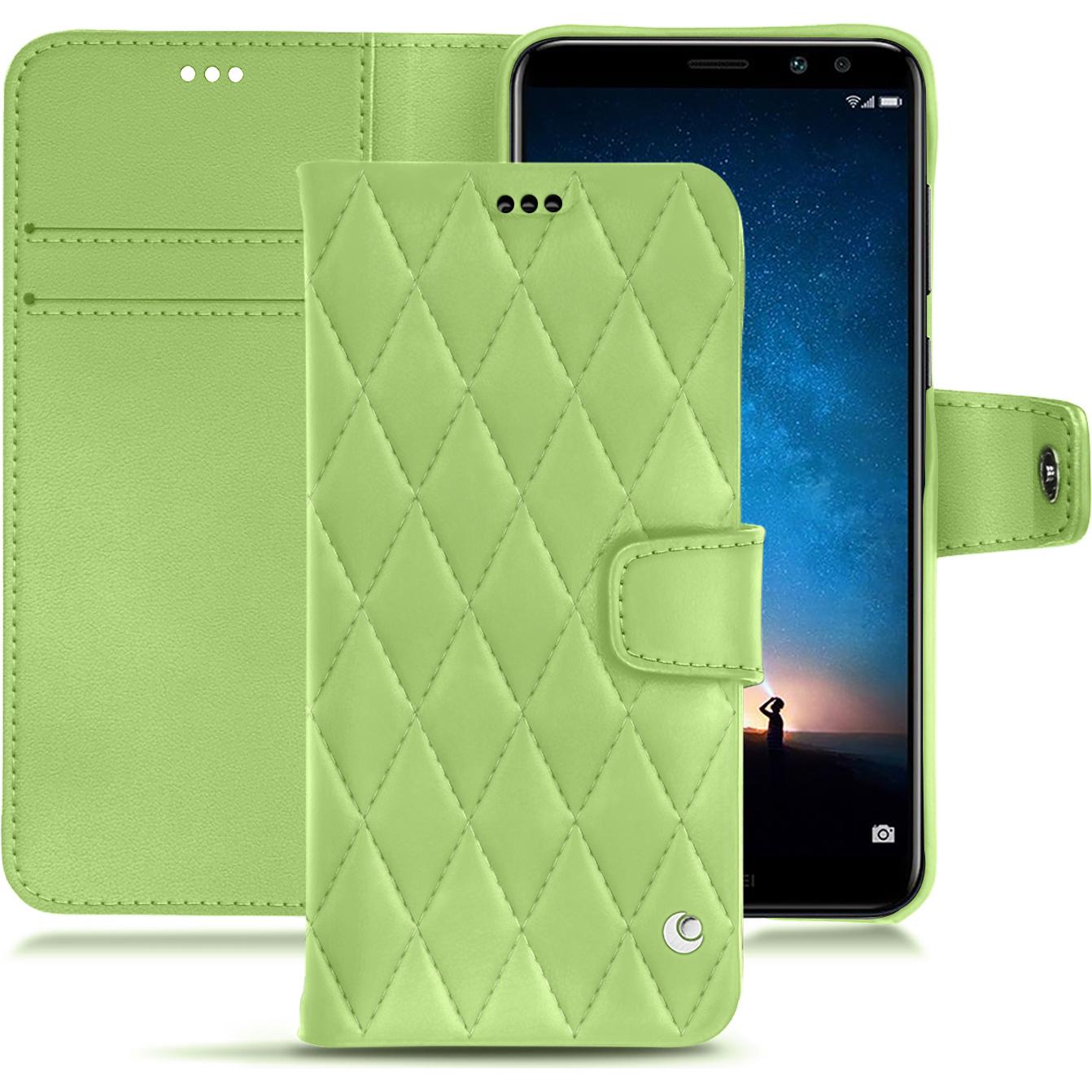 Noreve Lederschutzhülle Wallet (Huawei Mate 10 Lite), Smartphone Hülle, Grün