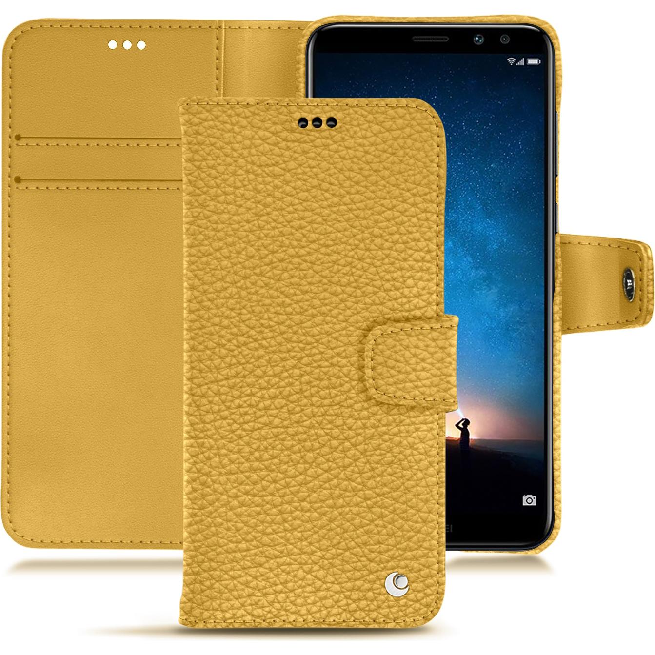 Noreve Lederschutzhülle Wallet (Huawei Mate 10 Lite), Smartphone Hülle, Orange