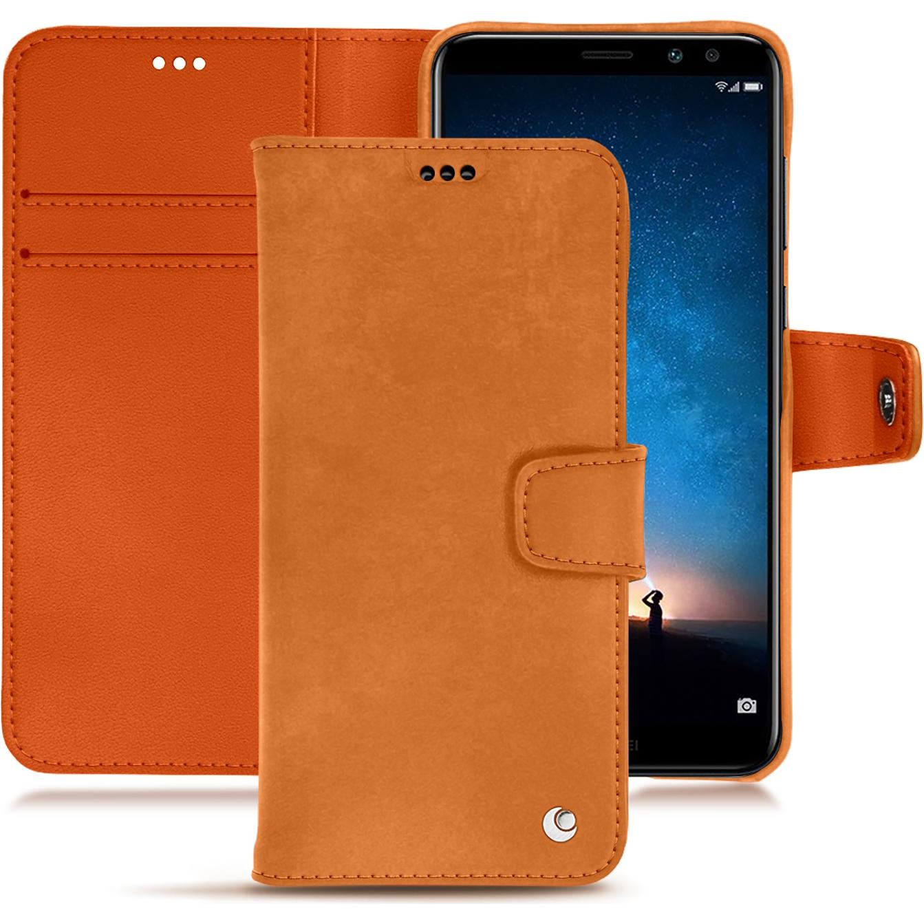 Noreve Lederschutzhülle Wallet (Huawei Mate 10 Lite), Smartphone Hülle, Orange