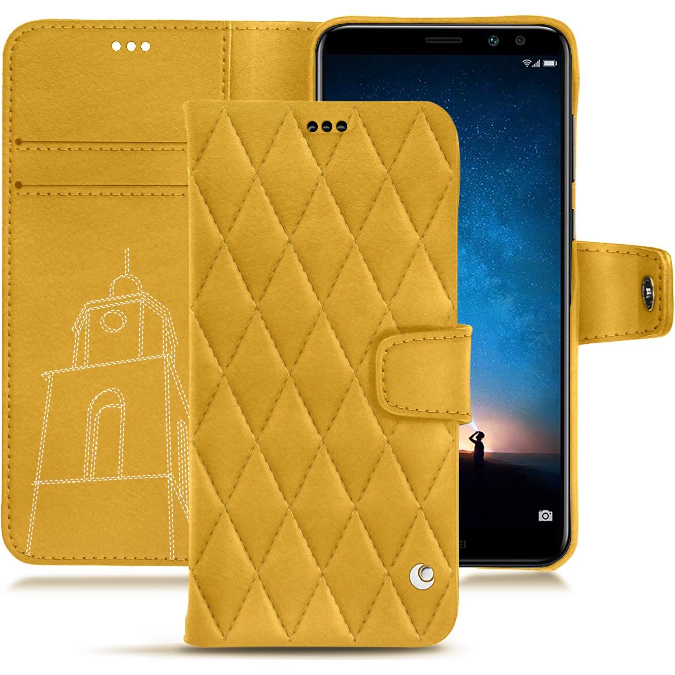 Noreve Lederschutzhülle Wallet (Huawei Mate 10 Lite), Smartphone Hülle, Gelb