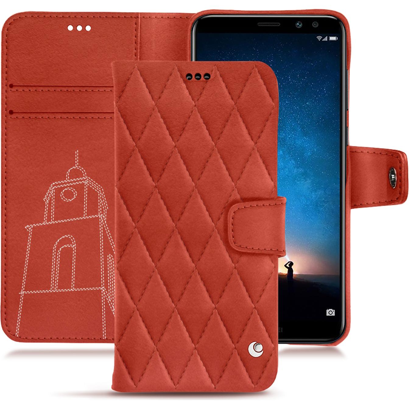Noreve Lederschutzhülle Wallet (Huawei Mate 10 Lite), Smartphone Hülle, Orange