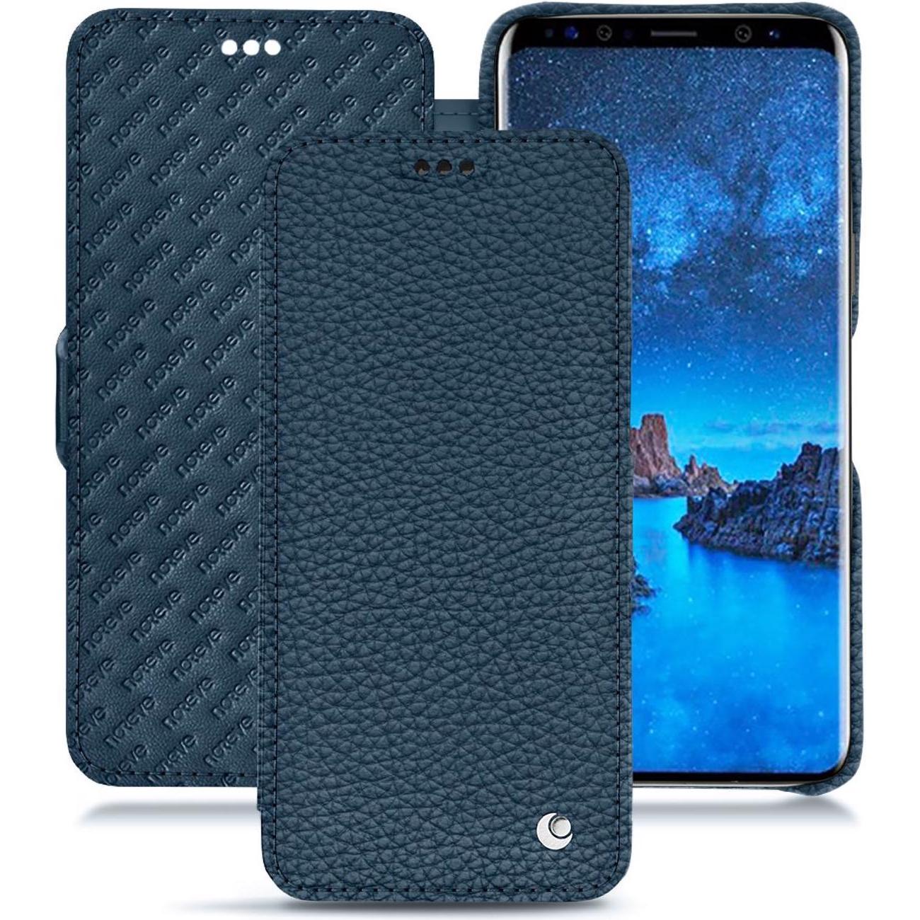 Noreve Lederschutzhülle horizontal (Samsung Galaxy S9), Smartphone Hülle, Blau