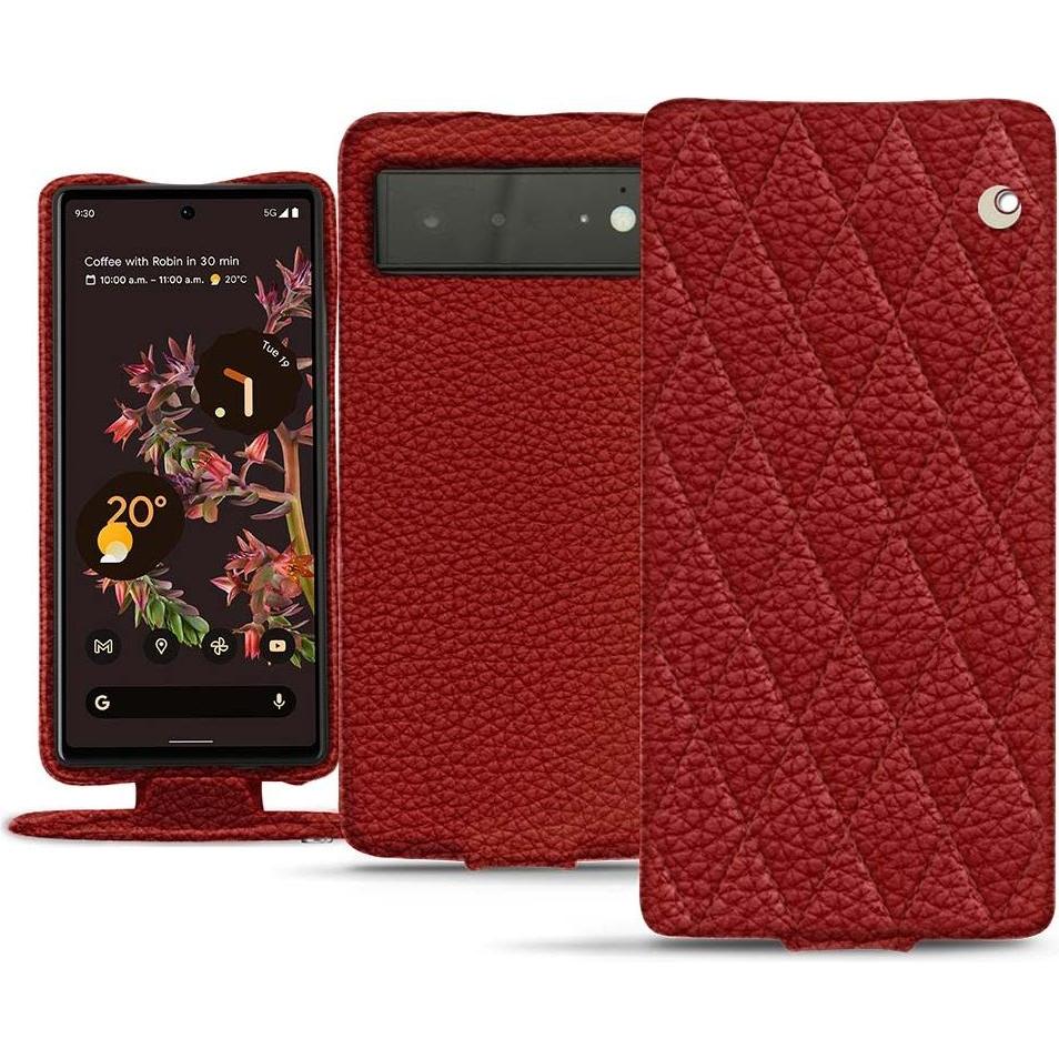 Noreve Lederschutzhülle vertikal (Google Pixel 6), Smartphone Hülle, Rot