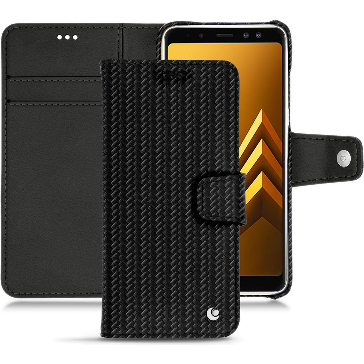 Noreve Lederschutzhülle Wallet (Samsung Galaxy A8 (2018)), Smartphone Hülle, Schwarz