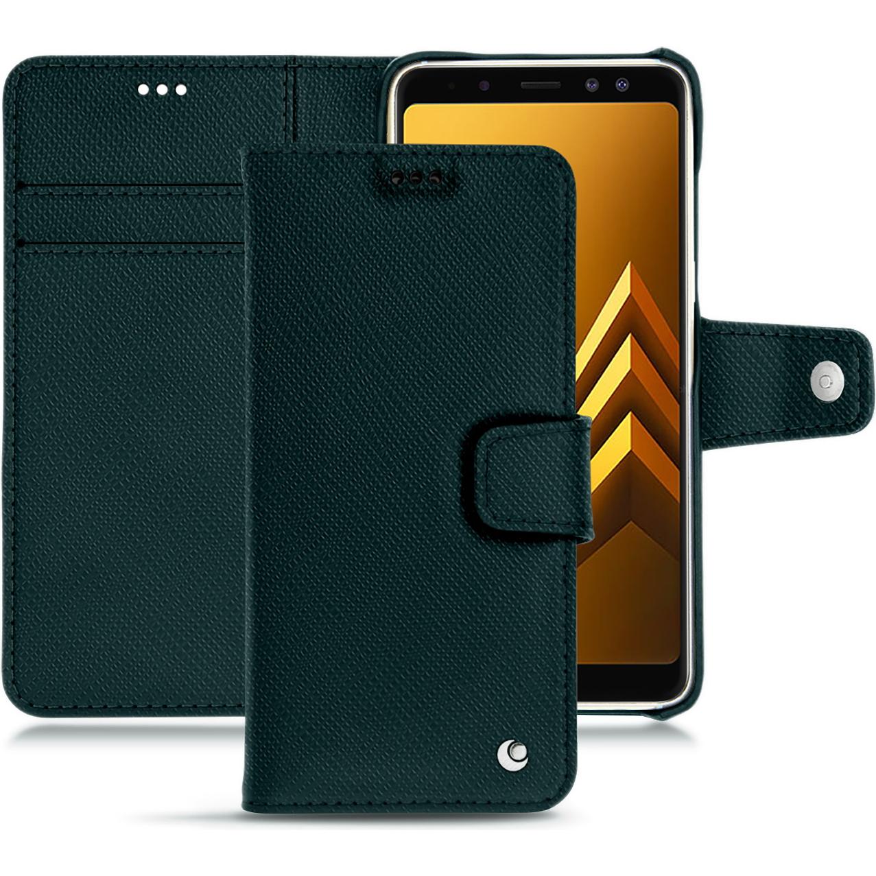 Noreve Lederschutzhülle Wallet (Samsung Galaxy A8 (2018)), Smartphone Hülle, Grün
