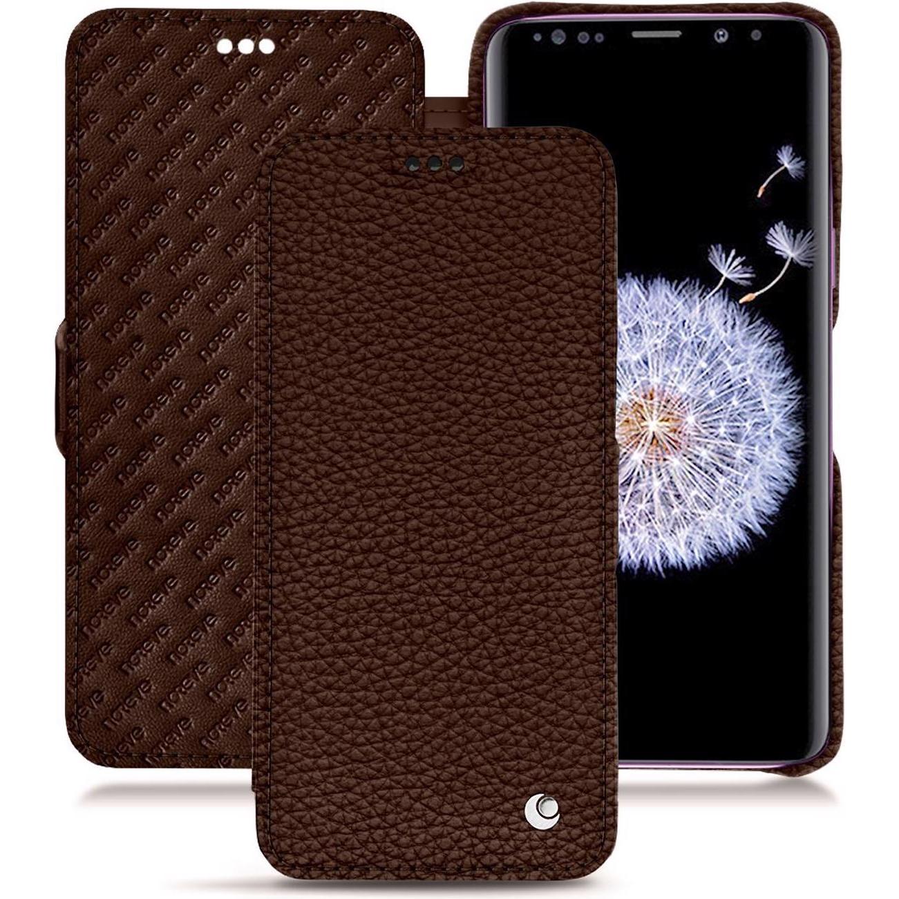 Noreve Lederschutzhülle horizontal (Samsung Galaxy S9+), Smartphone Hülle, Braun