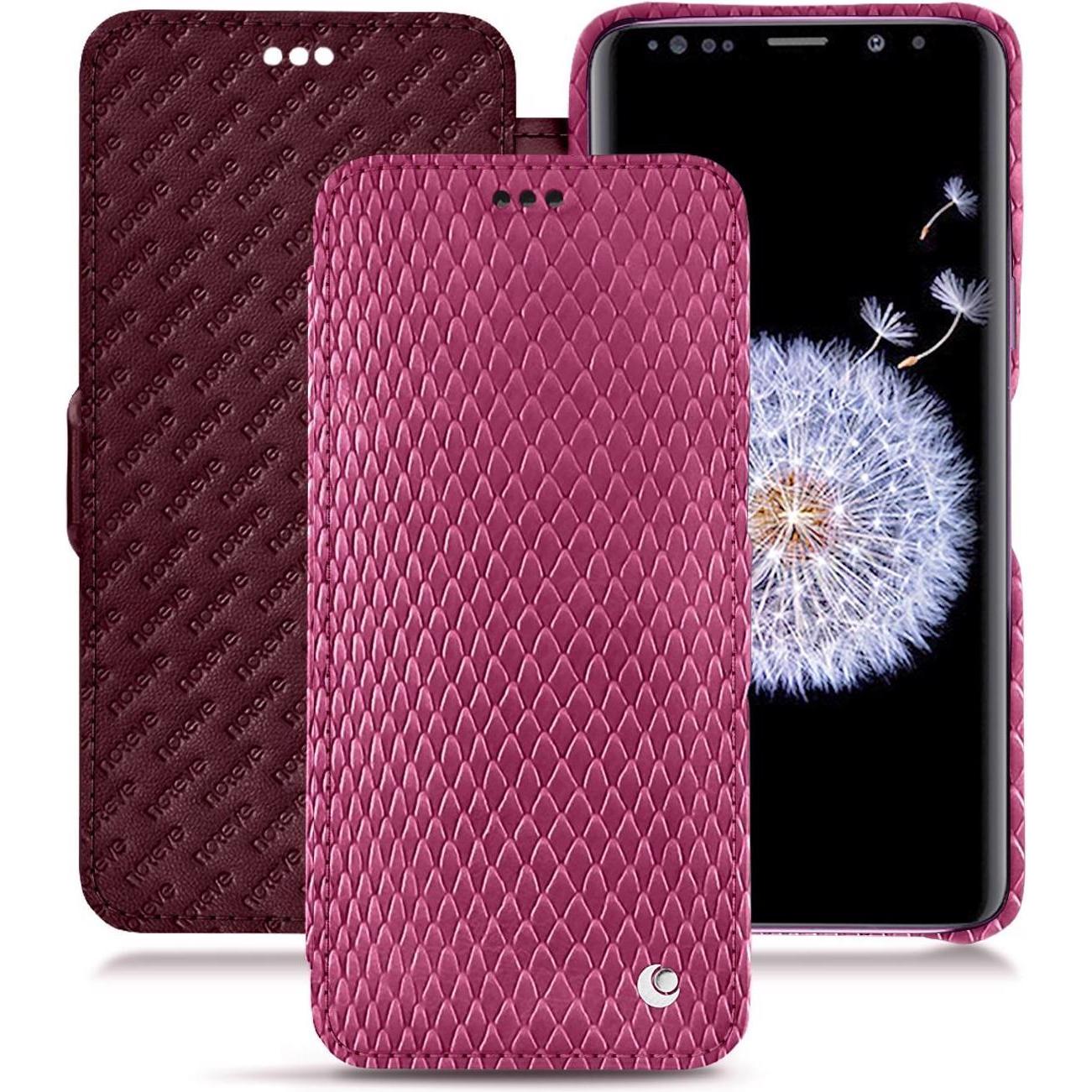Noreve Lederschutzhülle horizontal (Samsung Galaxy S9+), Smartphone Hülle, Rosa