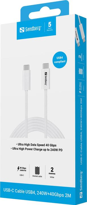 Image du produit Sandberg USB-C>C USB4 240W+40Gbps, 2M (2 m, 240 W)