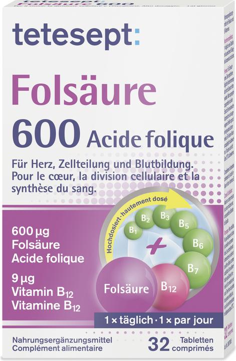 Produktbild Tetesept Folsäure 600 (32 Stück, Tabletten, 52.50 g)