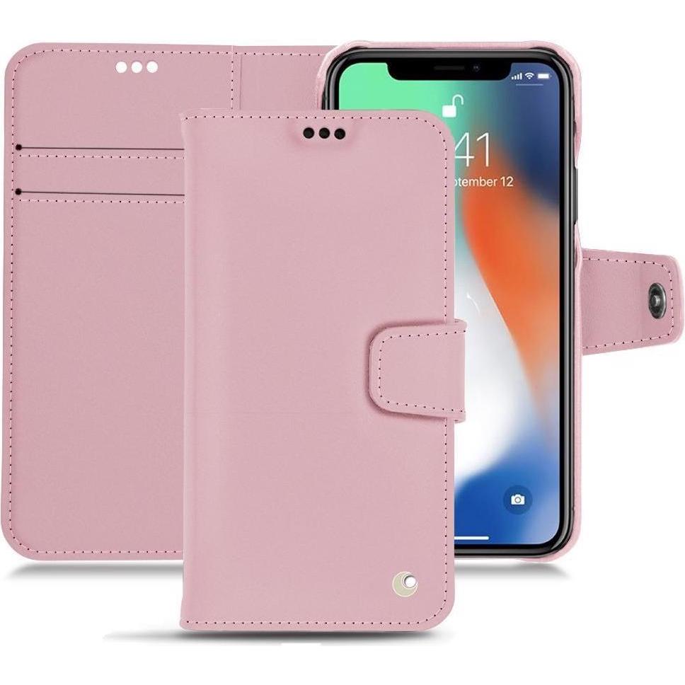 Noreve Lederschutzhülle Wallet (Apple iPhone XS Max), Smartphone Hülle, Rosa