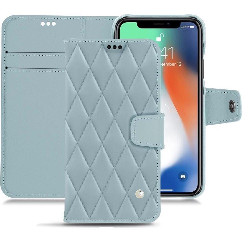 Noreve Lederschutzhülle Wallet (Apple iPhone XS Max), Smartphone Hülle, Blau