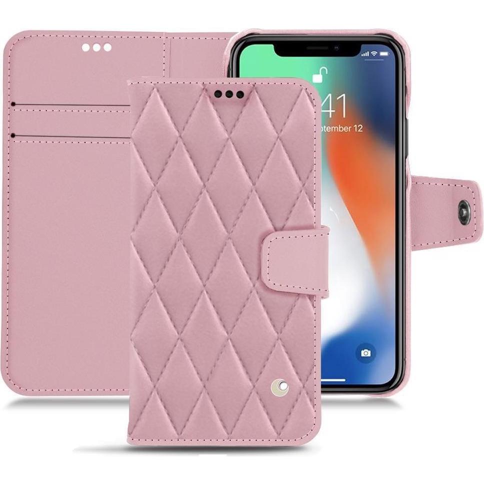 Noreve Lederschutzhülle Wallet (Apple iPhone XS Max), Smartphone Hülle, Rosa