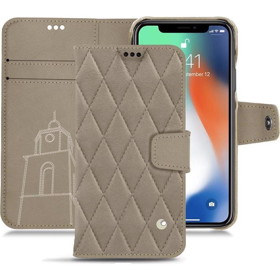 Noreve Lederschutzhülle Wallet (Apple iPhone XS Max), Smartphone Hülle, Beige