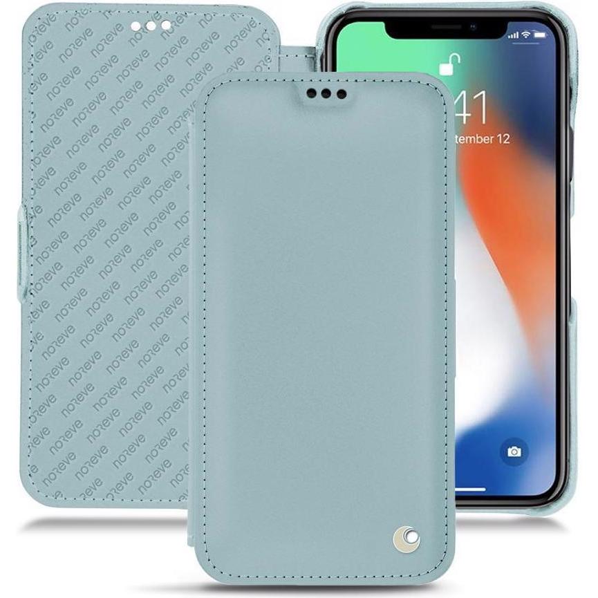 Noreve Lederschutzhülle horizontal (Apple iPhone XS Max), Smartphone Hülle, Blau