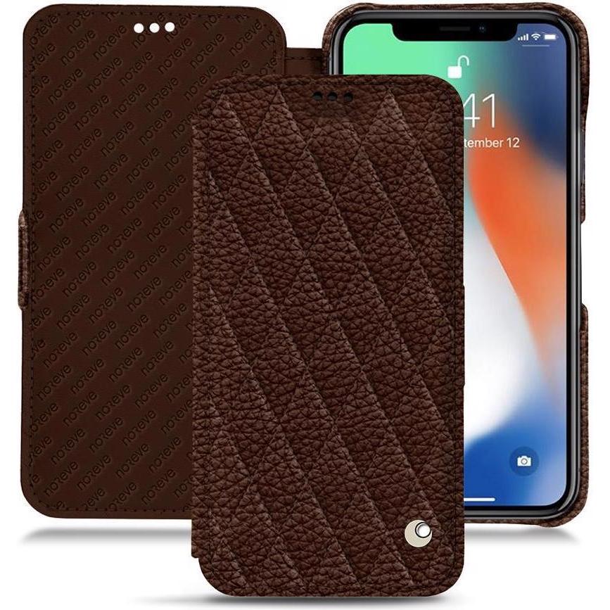 Noreve Lederschutzhülle horizontal (Apple iPhone XS Max), Smartphone Hülle, Braun