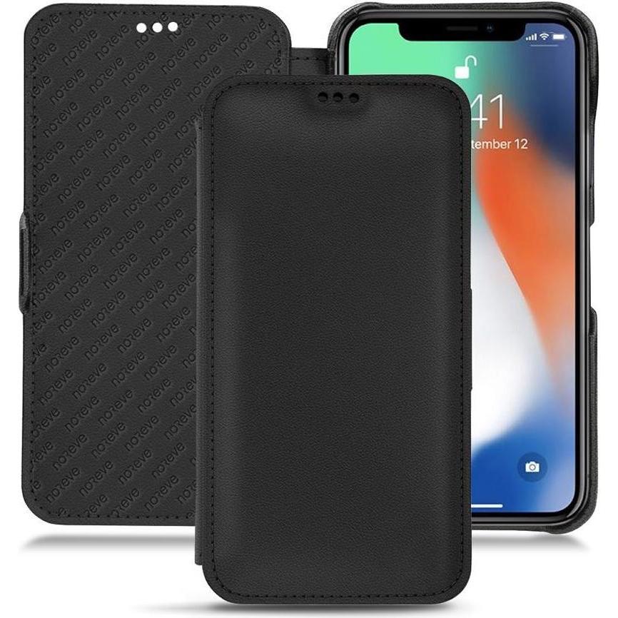 Noreve Lederschutzhülle horizontal (Apple iPhone XS Max), Smartphone Hülle, Schwarz