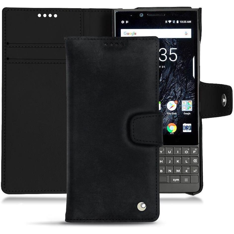 Noreve Lederschutzhülle Wallet (Blackberry KEY2), Smartphone Hülle, Schwarz