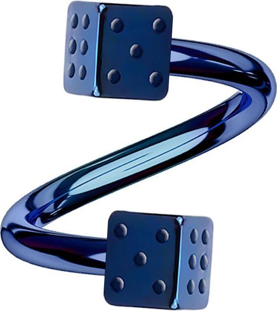Image du produit Star Piercing Micro Spirale bleu foncé avec deux cubes (sans laiton, Acier chirurgical 316L)