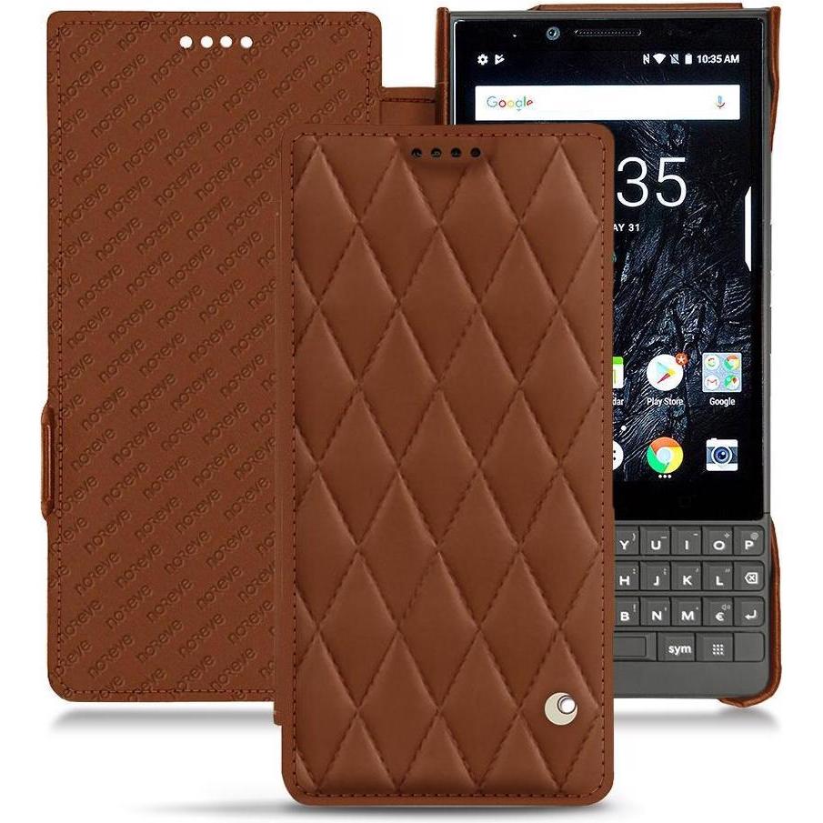 Noreve Lederschutzhülle horizontal (Blackberry KEY2), Smartphone Hülle, Braun
